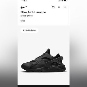 Nike black air huarache sneakers 10.5 men’s